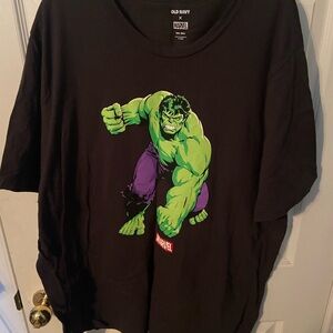 Old Navy Marvel Hulk Graphic Tee - Black with Green & Purple Accents